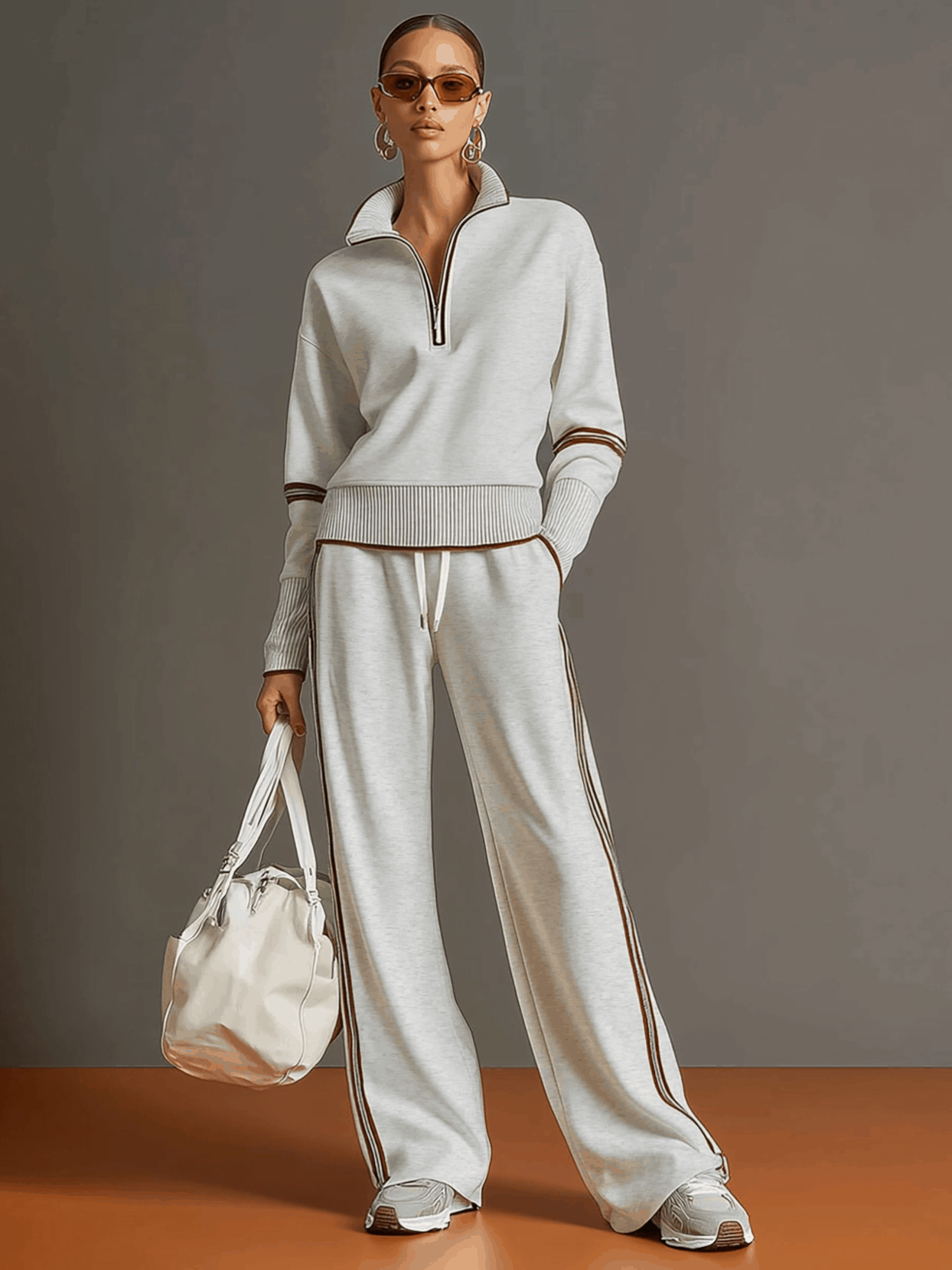 Marietta | Completo Coordinato con Mezza Zip e Righe Laterali a Contrasto