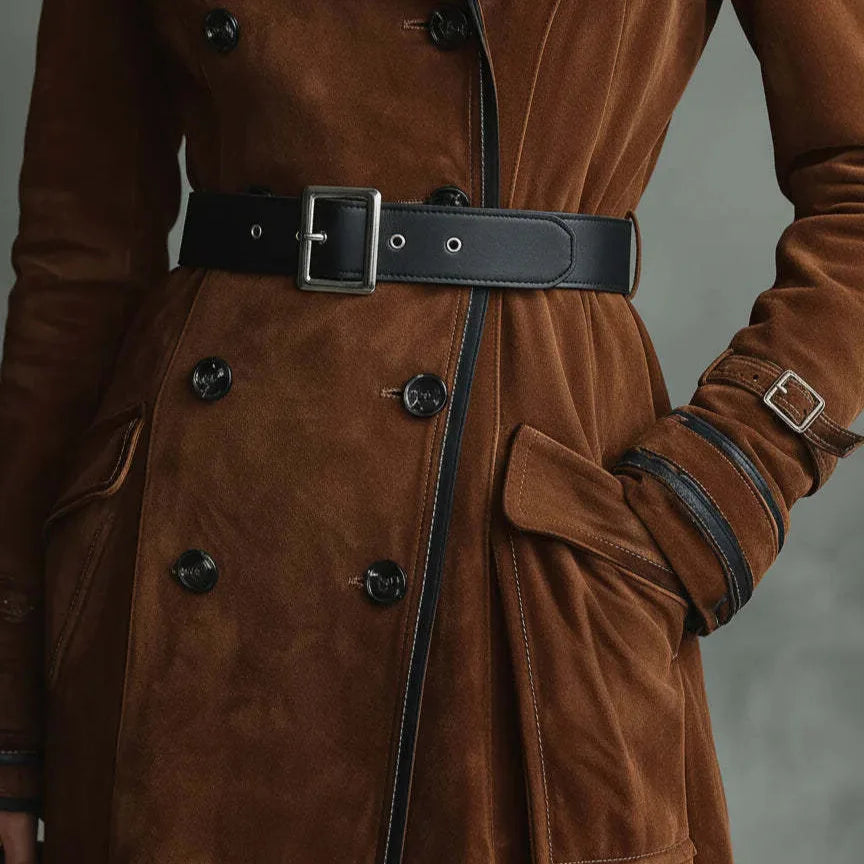 Giorgia | Trench lungo effetto scamosciato con cintura