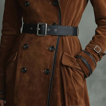 Giorgia | Trench lungo effetto scamosciato con cintura