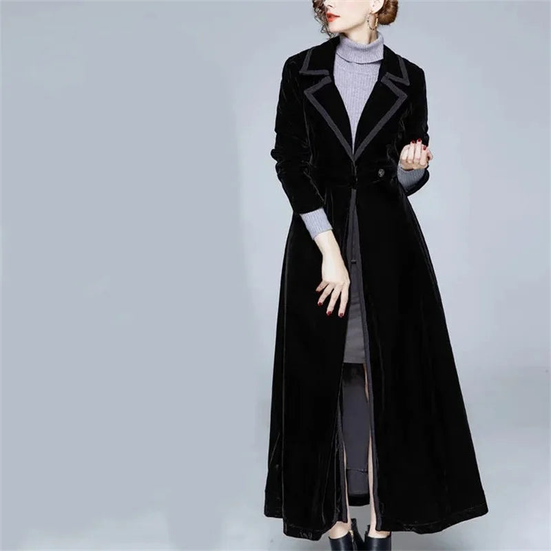 Serafina | Cappotto aperto in velluto con revers