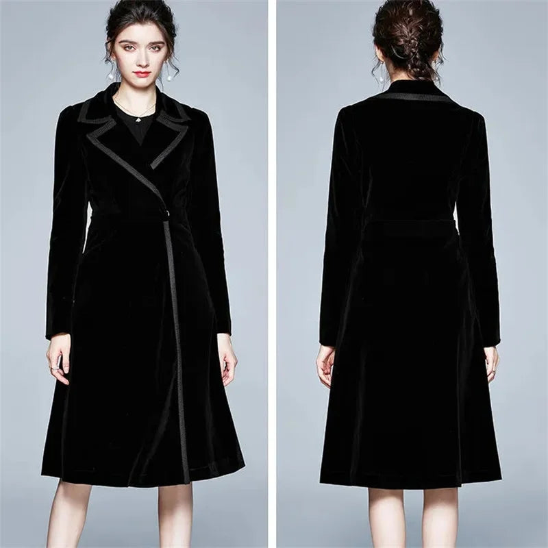 Serafina | Cappotto aperto in velluto con revers