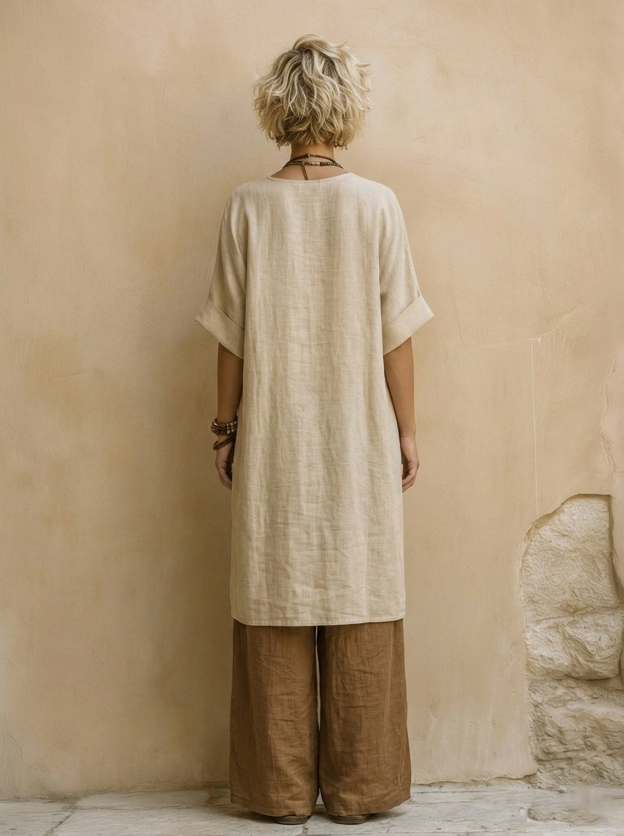 Martina | Set Tre Pezzi Bohemien Nomade Grigio Scuro e Marrone con Motivo Tribale