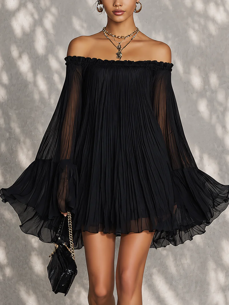 Camilla | Abito Mini Nero Spalle Scoperte
