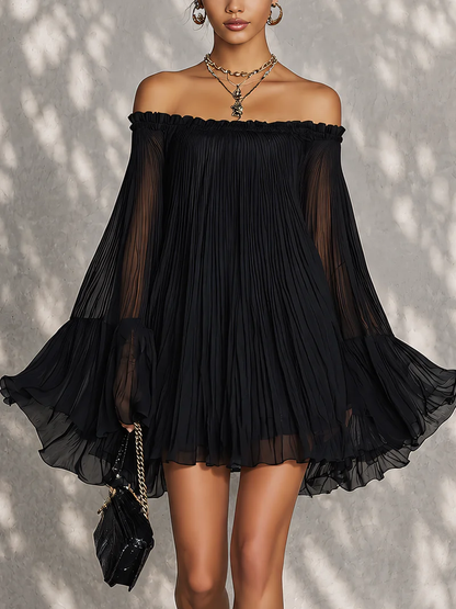 Camilla | Abito Mini Nero Spalle Scoperte