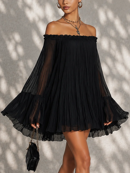 Camilla | Abito Mini Nero Spalle Scoperte
