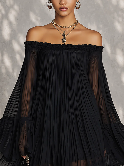Camilla | Abito Mini Nero Spalle Scoperte