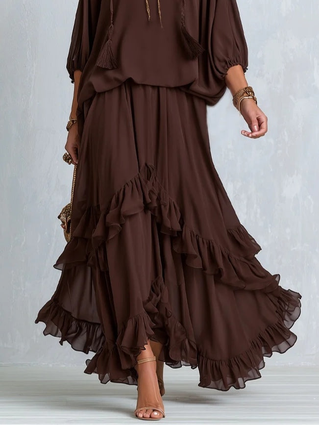 Saveria | completo blusa e gonna a balze