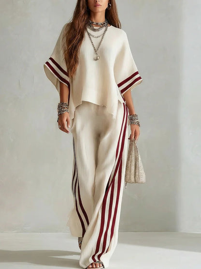 Michela completo boho righe color-block albicocca