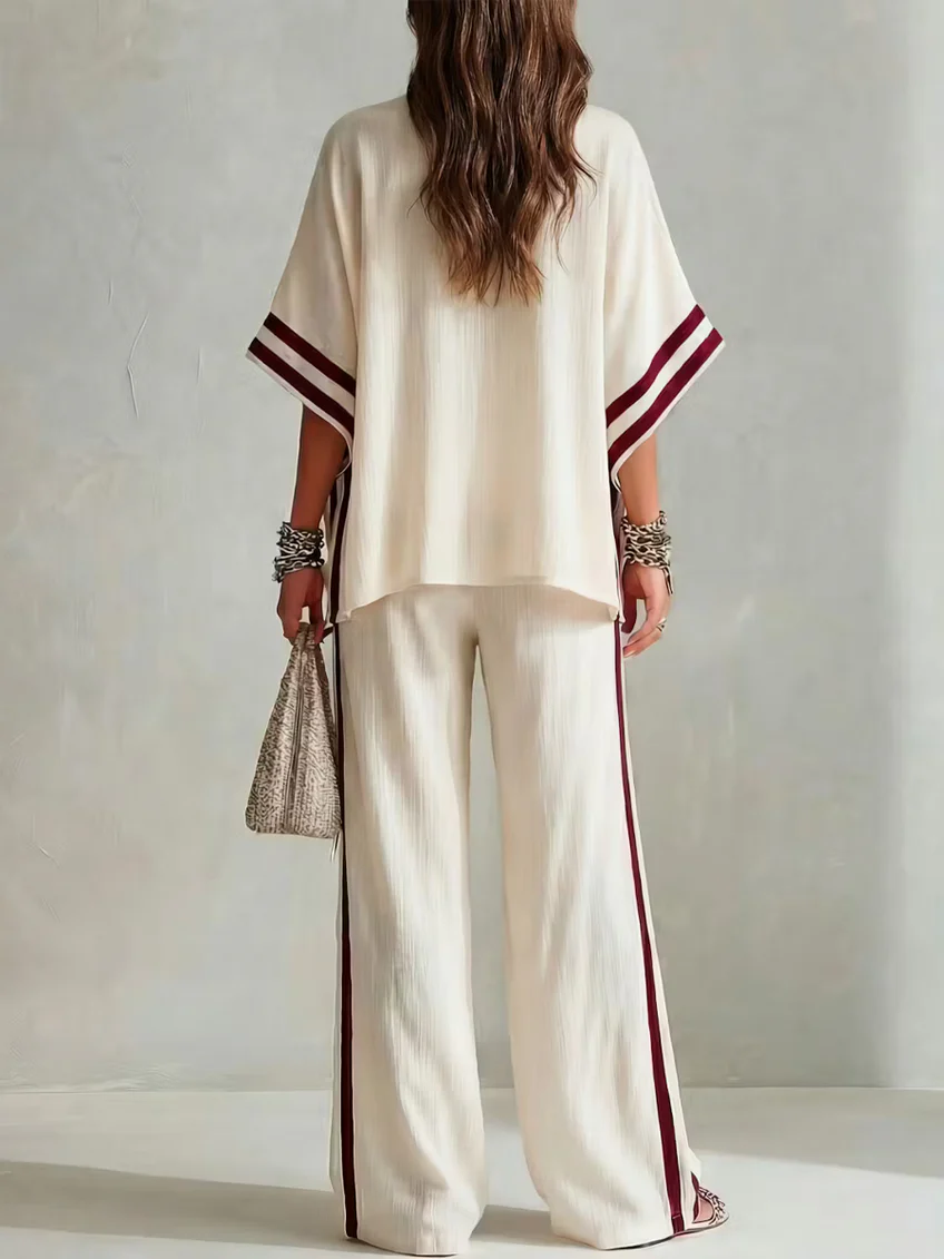 Michela completo boho righe color-block albicocca