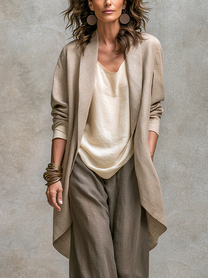 Costanza | Completo Tre Pezzi con Pantalone Palazzo, Beige