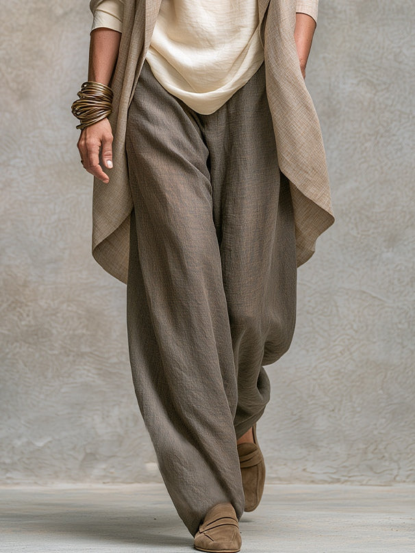 Costanza | Completo Tre Pezzi con Pantalone Palazzo, Beige