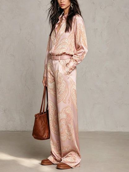 Cassandra | completo camicia e pantalone in raso paisley