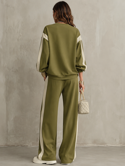 Romina | Completo Felpa e Pantalone con Banda Laterale, Verde Oliva