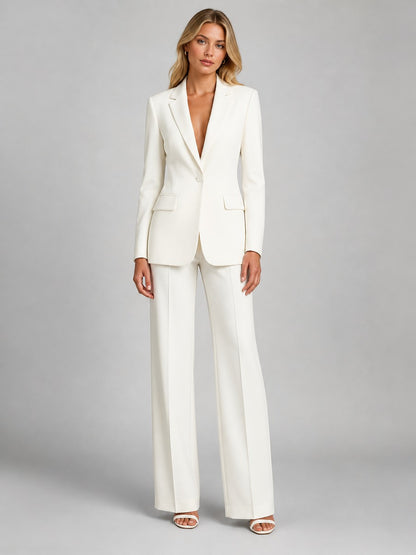 Agostina, completo blazer sartoriale e pantaloni a palazzo, bianco