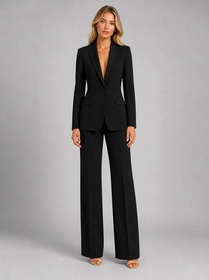 Agostina, completo blazer sartoriale e pantaloni a palazzo, nero