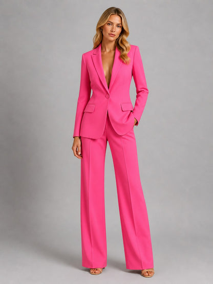 Agostina, completo blazer sartoriale e pantaloni a palazzo, rosa