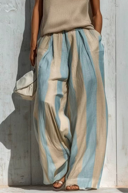 Beata | completo top smanicato e pantalone a righe