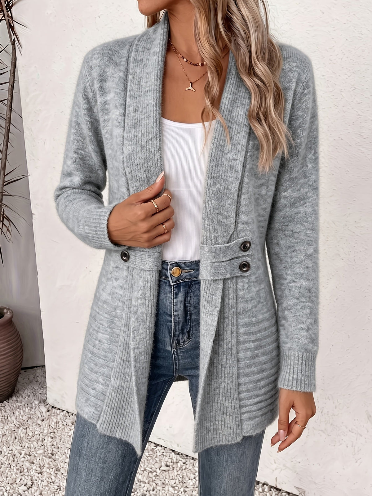 Elodia | Cardigan midi con doppia fila di bottoni