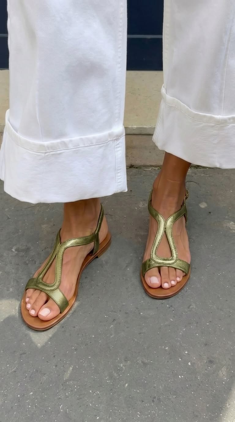 Ingrid | Sandalo Basso Slingback Metallizzato con Cut-Out