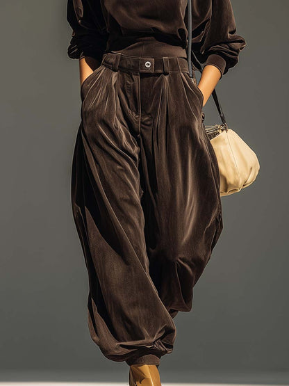 Dalmazia | completo in velluto con cappuccio e pantalone ampio