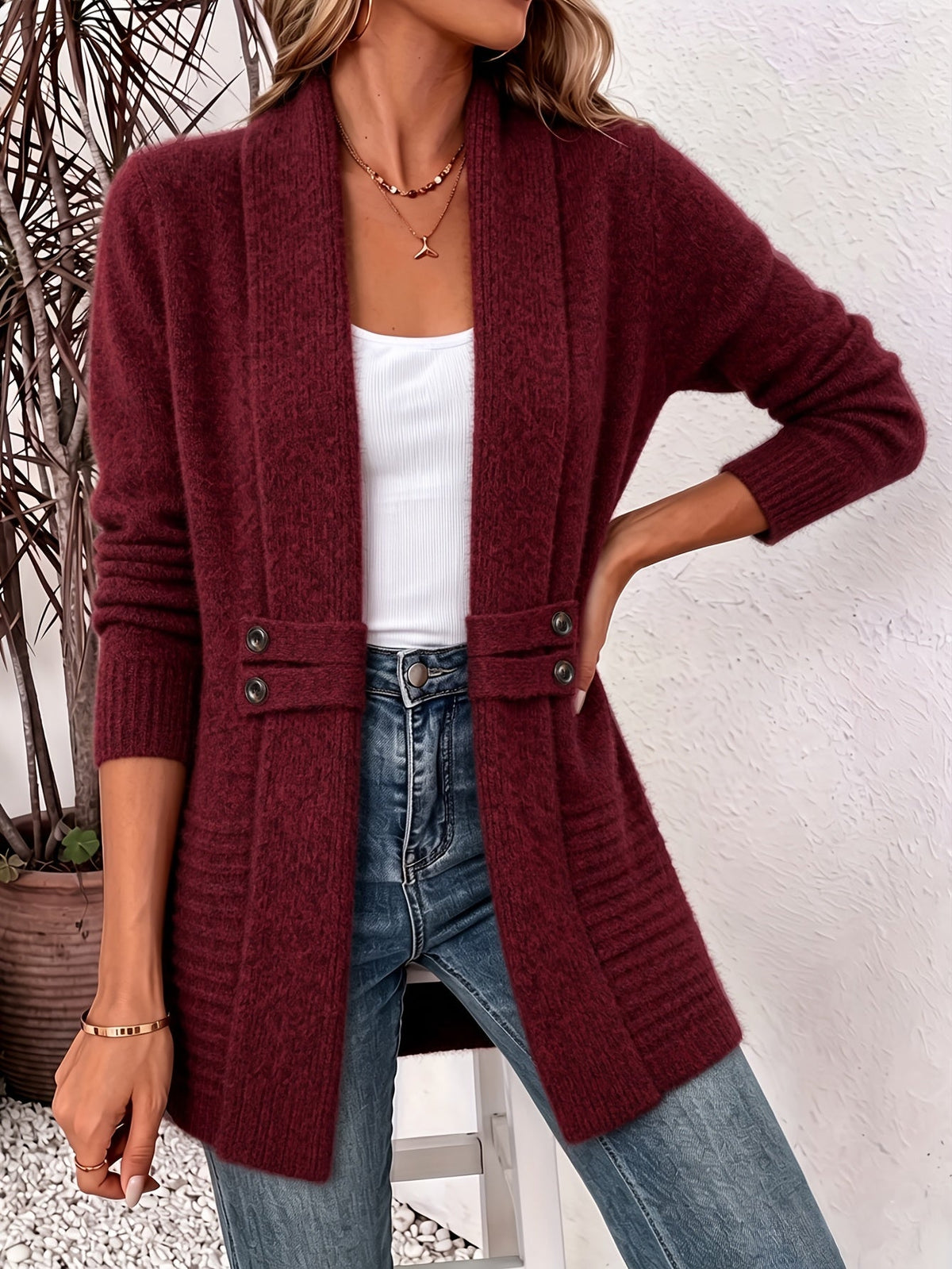 Elodia | Cardigan midi con doppia fila di bottoni