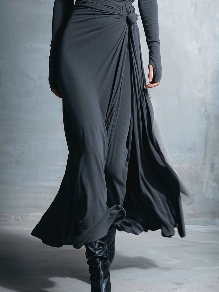 Nadia | Abito maxi con nodo laterale