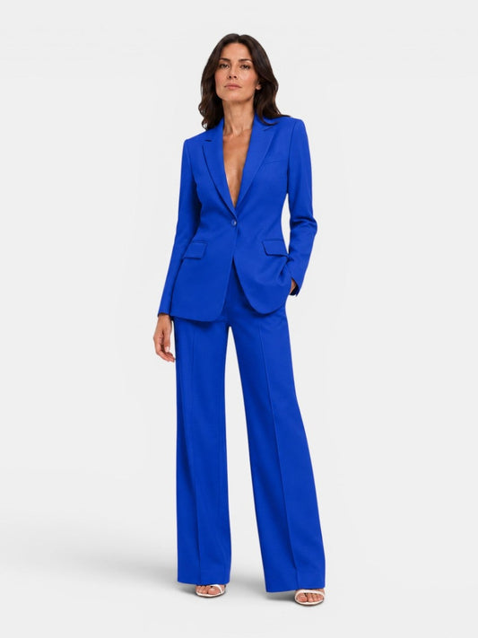 Clorinda, completo blazer e pantaloni larghi, blu