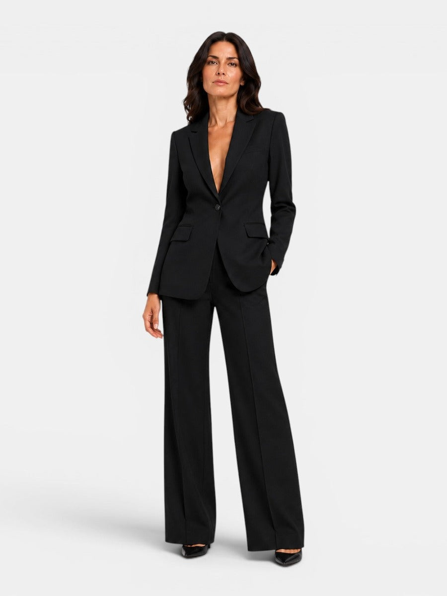 Clorinda, completo blazer e pantaloni larghi, nero