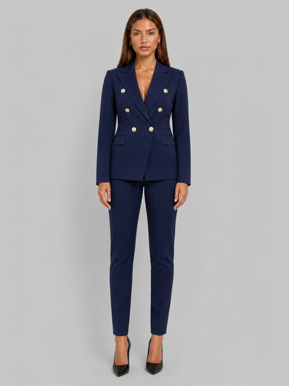 Costantina, tailleur doppiopetto e pantaloni dritti, blu navy