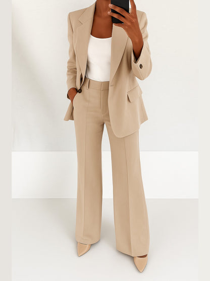 Dionisia, completo blazer e pantaloni dritti, beige