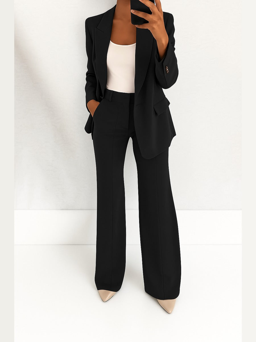 Dionisia, completo blazer e pantaloni dritti, nero
