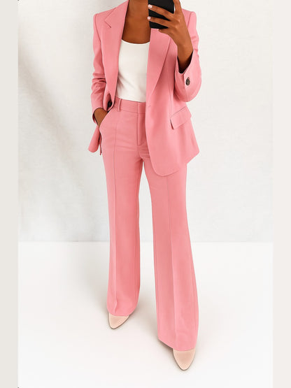 Dionisia, completo blazer e pantaloni dritti, rosa