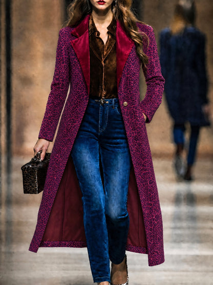 Ludovica | Cappotto lungo testurizzato color prugna