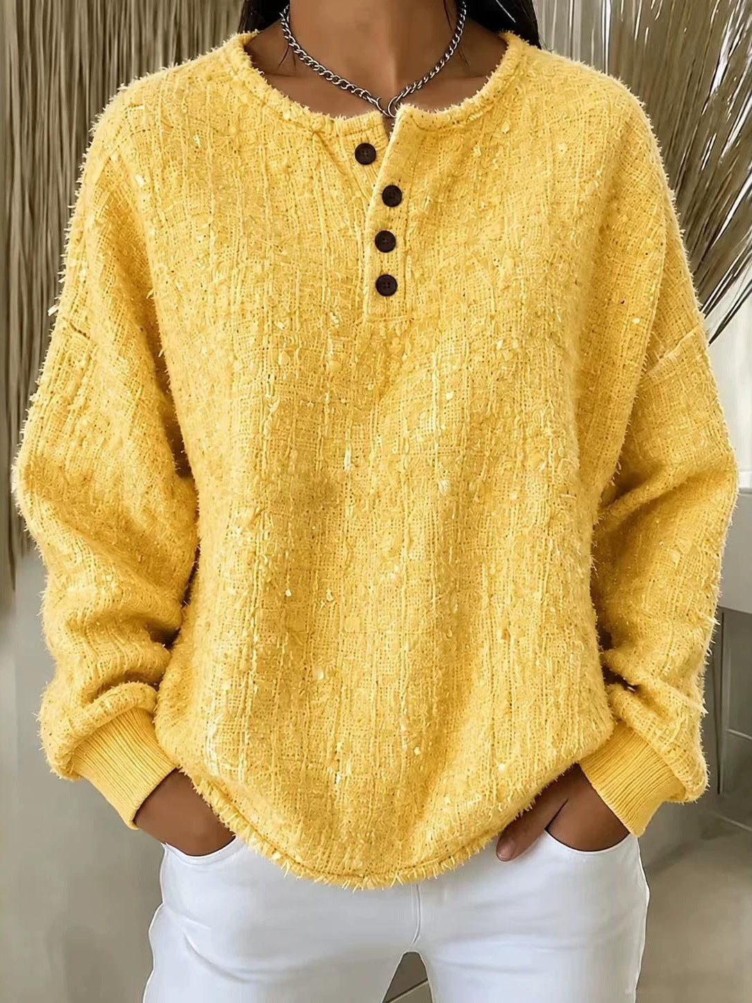 Edda | Maglia Henley in Filato Melange