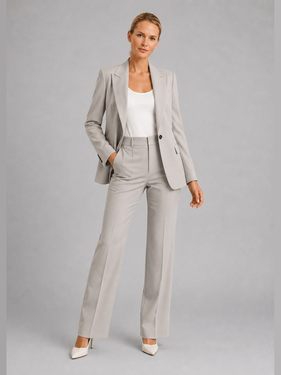 Gilberta, completo blazer e pantaloni a vita alta, grigio
