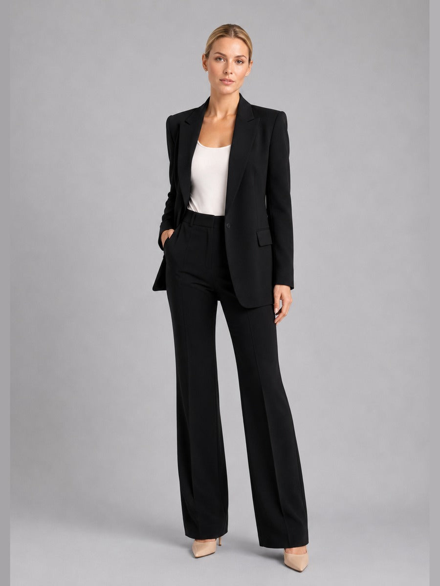 Gilberta, completo blazer e pantaloni a vita alta, nero