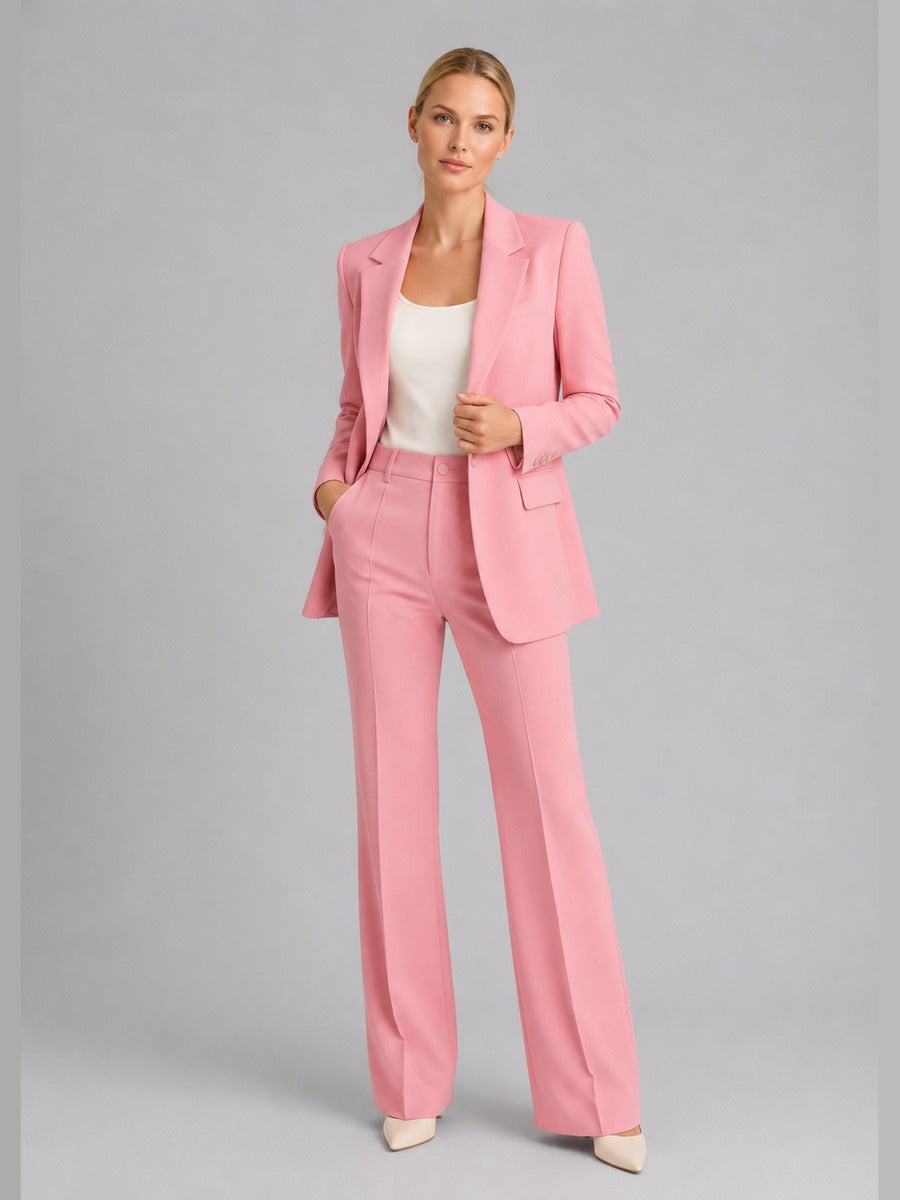 Gilberta, completo blazer e pantaloni a vita alta, rosa
