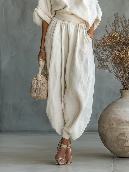 Margherita | Completo Top Monospalla e Pantaloni, Crema