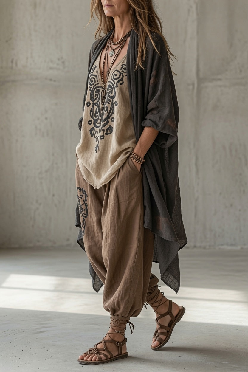 Tosca | Completo Tre Pezzi con Pantaloni Sarouel e Gilet