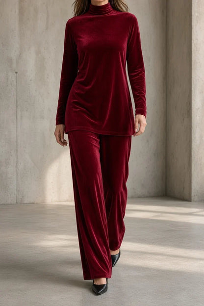 Nerina | Completo in Velluto con Dolcevita e Pantaloni