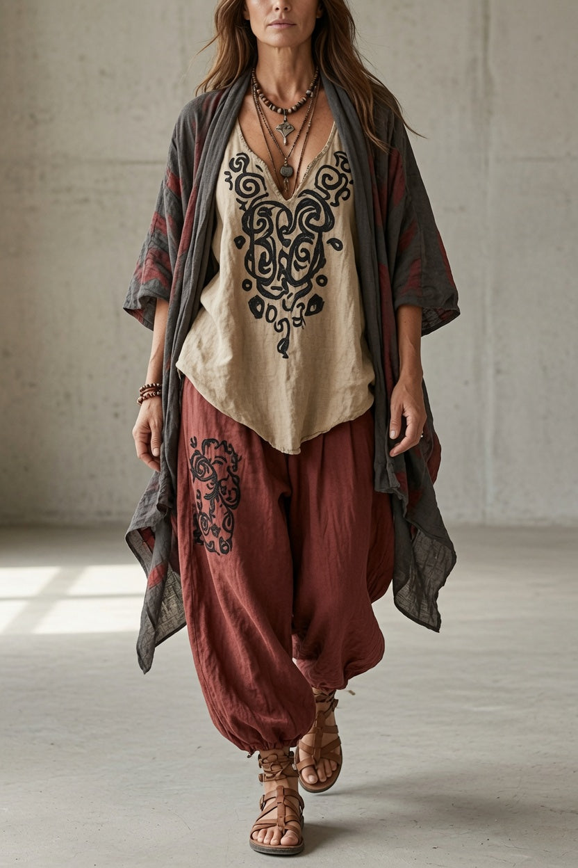 Tosca | Completo Tre Pezzi con Pantaloni Sarouel e Gilet