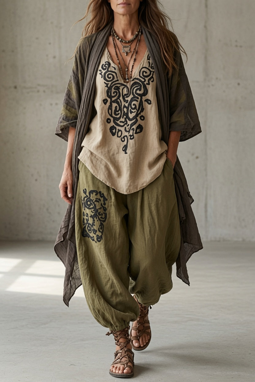 Tosca | Completo Tre Pezzi con Pantaloni Sarouel e Gilet