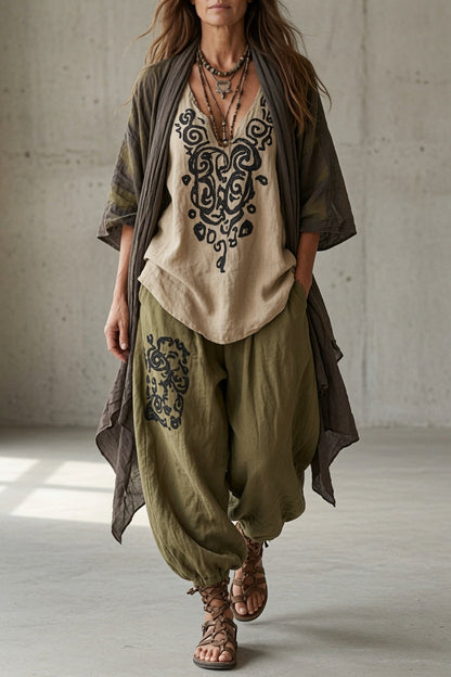 Tosca | Completo Tre Pezzi con Pantaloni Sarouel e Gilet