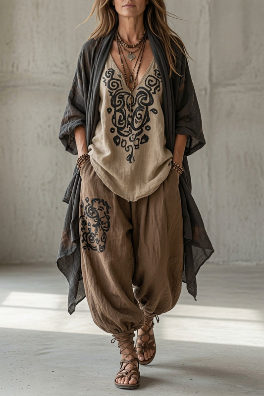 Tosca | Completo Tre Pezzi con Pantaloni Sarouel e Gilet