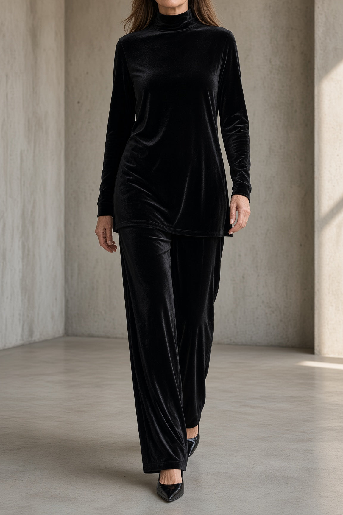Nerina | Completo in Velluto con Dolcevita e Pantaloni