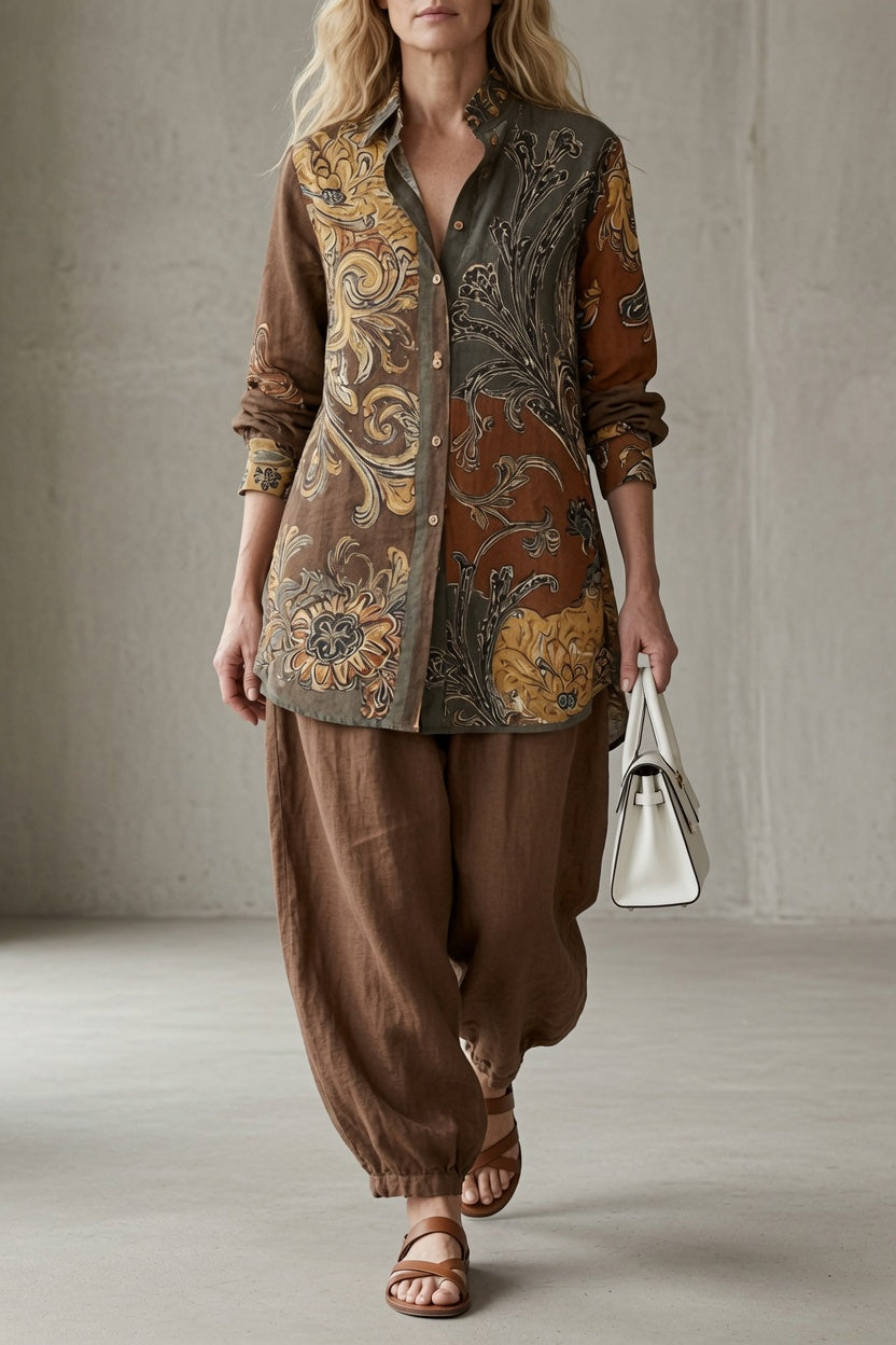 Tatiana | Completo con Camicia Stampata e Pantalone