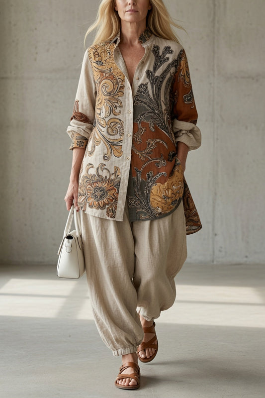 Tatiana | Completo con Camicia Stampata e Pantalone