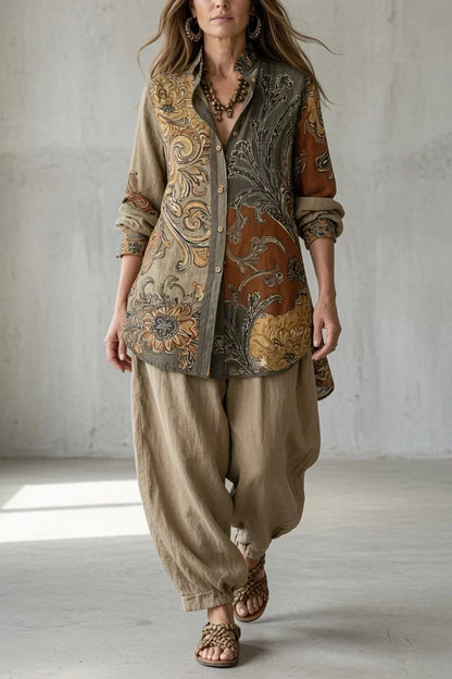 Tatiana | Completo con Camicia Stampata e Pantalone