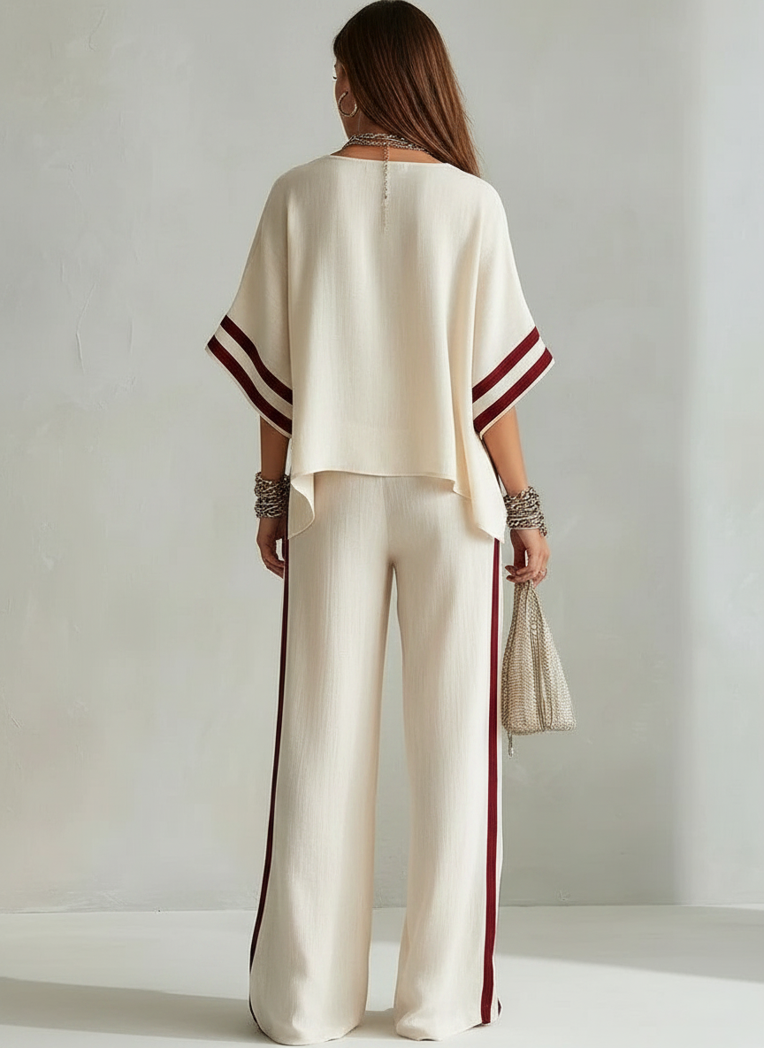 Michela completo boho righe color-block albicocca
