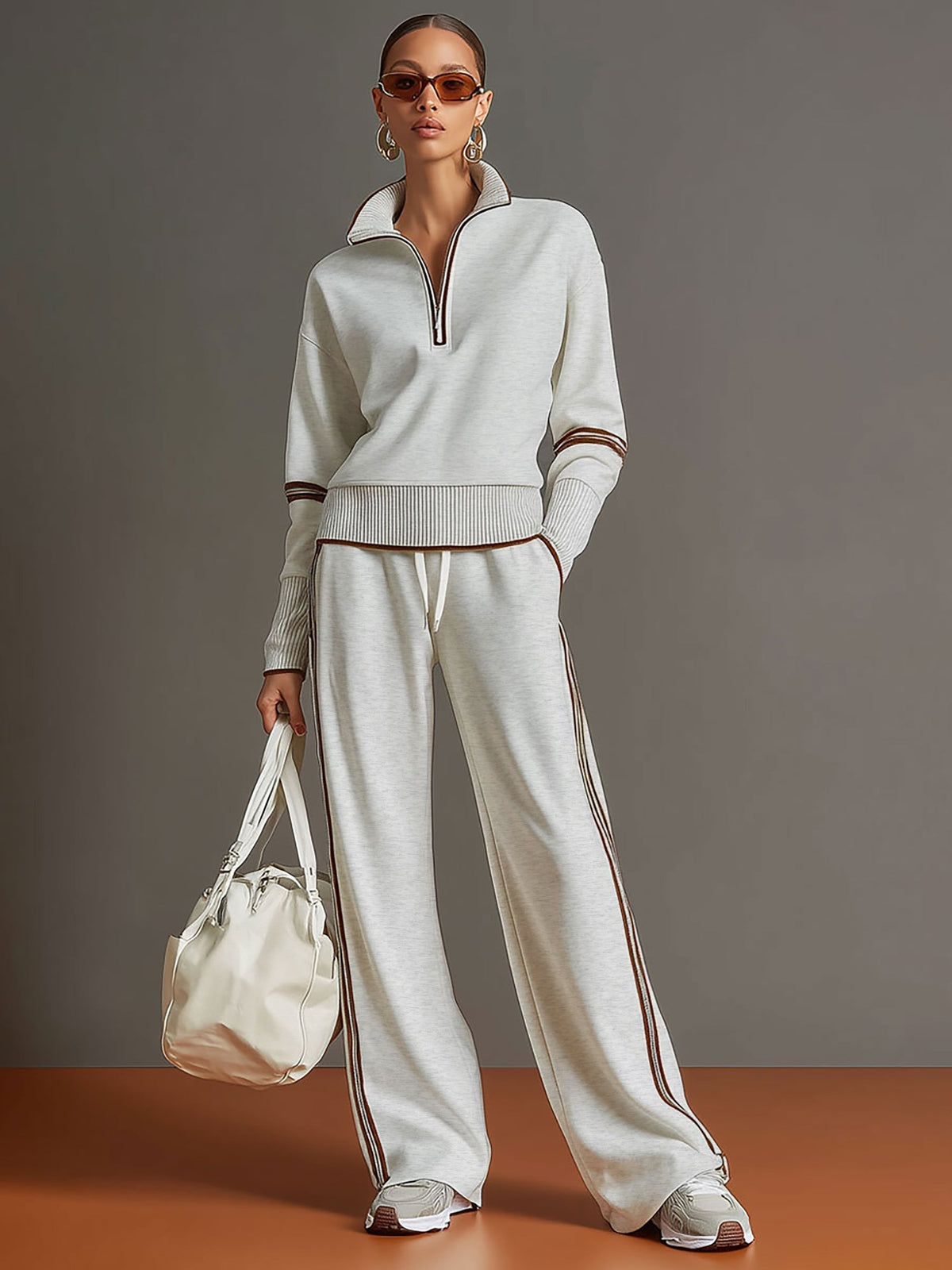 Marietta | Completo Coordinato con Mezza Zip e Righe Laterali a Contrasto